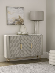 Light Grey Valencia Marble Mango Wood Slim Sideboard - Image 1 of 10