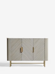 Light Grey Valencia Marble Mango Wood Slim Sideboard - Image 3 of 10