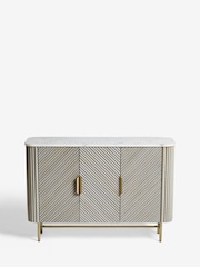 Light Grey Valencia Marble Mango Wood Slim Sideboard - Image 7 of 10