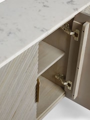 Light Grey Valencia Marble Mango Wood Slim Sideboard - Image 8 of 10