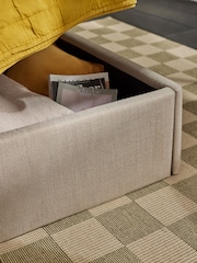 MADE.COM Oatmeal Harlow Ottoman Storage Bed Frame in Velvet - Image 2 of 4