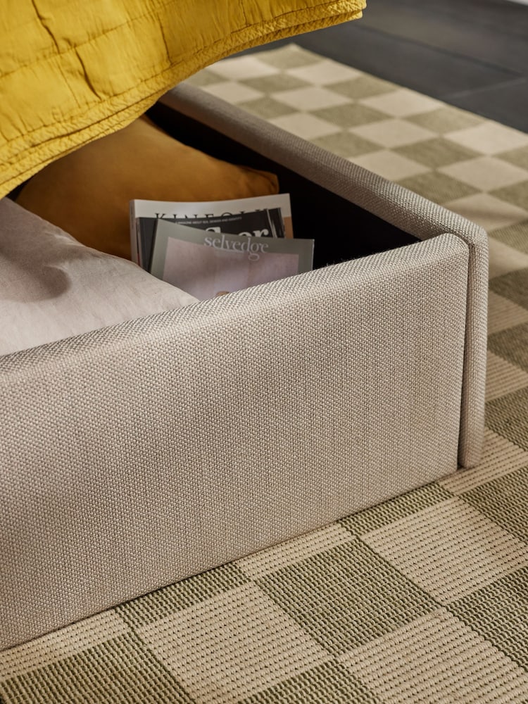 MADE.COM Oatmeal Harlow Ottoman Storage Bed Frame in Velvet - Image 2 of 4