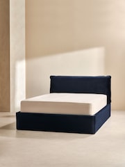 MADE.COM Navy Harlow Ottoman Storage Bed Frame in Velvet - Image 2 of 4