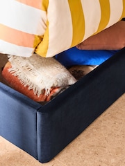 MADE.COM Navy Harlow Ottoman Storage Bed Frame in Velvet - Image 3 of 4