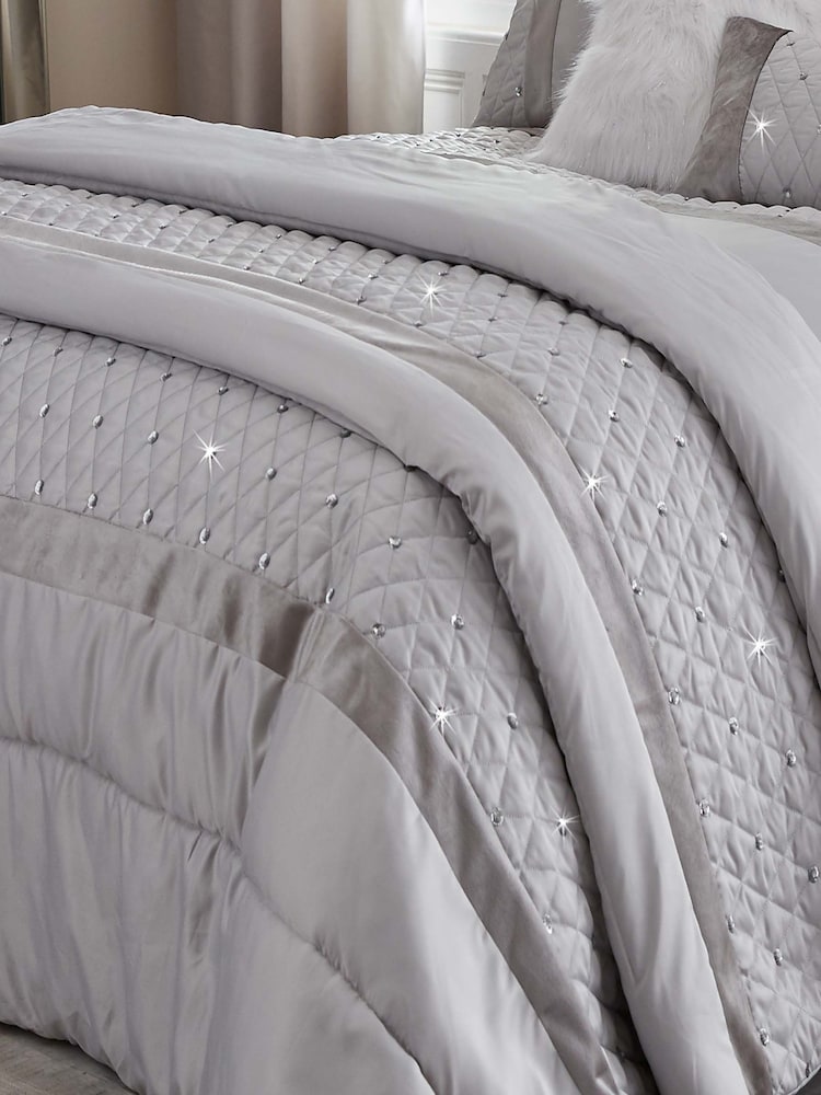 Catherine Lansfield Silver Sequin Cluster Bedspread - Image 2 of 3