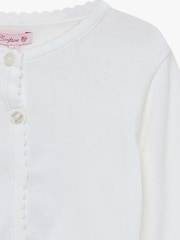 Trotters London White Sophie Cropped 100% Cotton Cardigan - Image 3 of 4