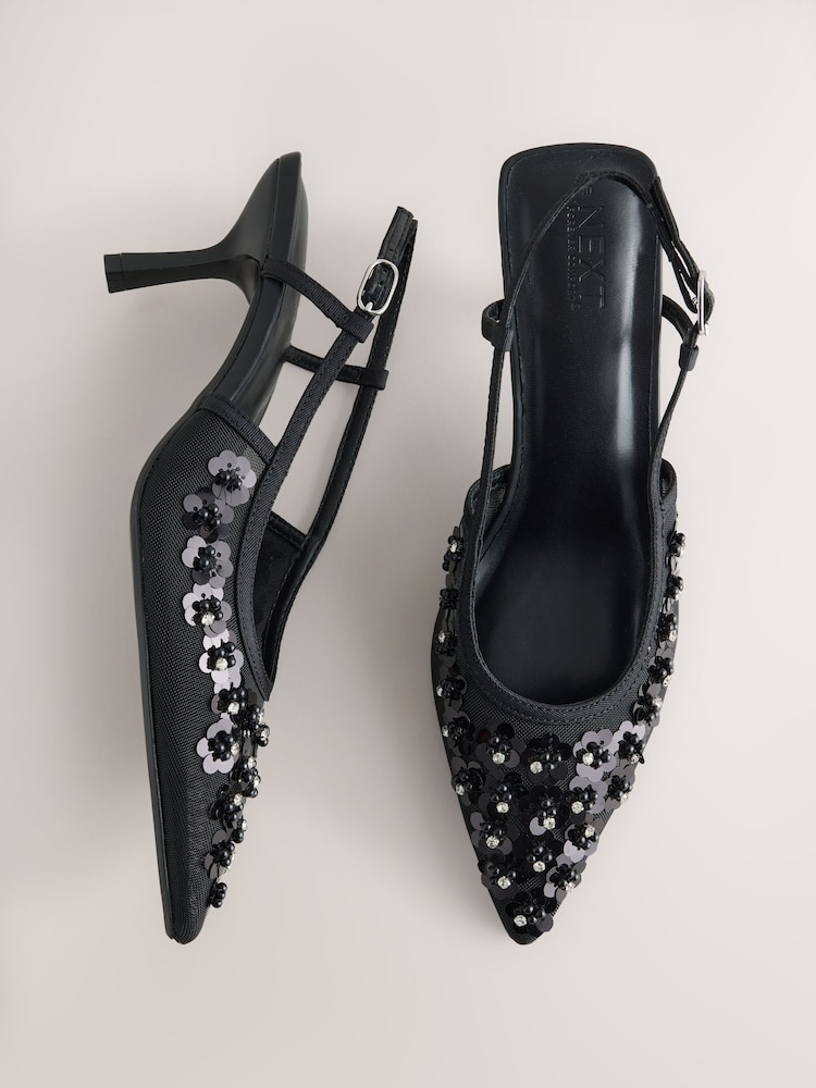 Negro - Zapatos de tacón en punta con tira trasera y malla Forever Comfort® - Imagen 1 de 10 Negro - Zapatos de tacón en punta con tira trasera y malla Forever Comfort® - Imagen 1 de 10