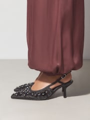 Negro - Zapatos de tacón en punta con tira trasera y malla Forever Comfort® - Imagen 3 de 10