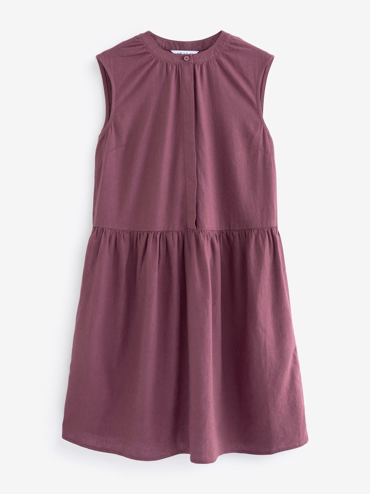 Purple Linen Blend Sleeveless Dress - Image 1 of 1