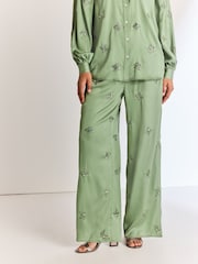 Green Embellished Wide Leg Occasion Trousers - Image 2 of 7