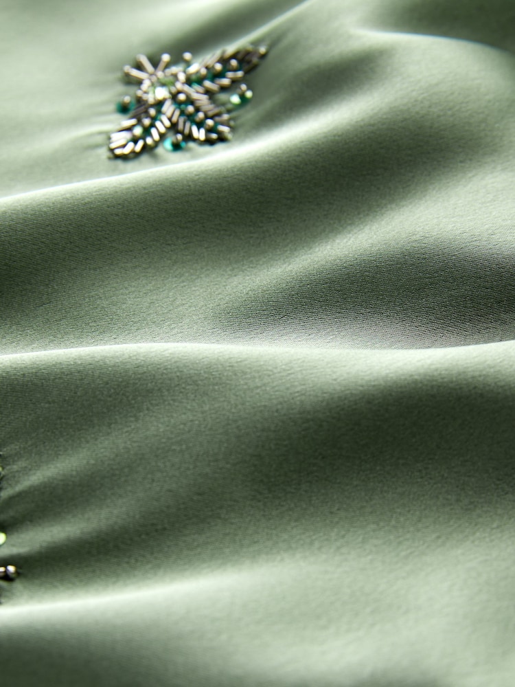 Green Embellished Wide Leg Occasion Trousers - Image 7 of 7