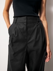 Schwarz - Elegante Hose mit weitem Bein aus Baumwollmix - Bild 3 von 7