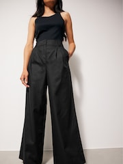 Schwarz - Elegante Hose mit weitem Bein aus Baumwollmix - Bild 5 von 7