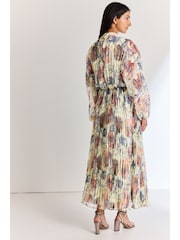 Blue Occasion Metallic Pleated Maxi Dress - Image 4 of 6