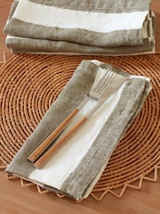 Secret Linen Store Green Cora Stripe Napkins - Image 1 of 3