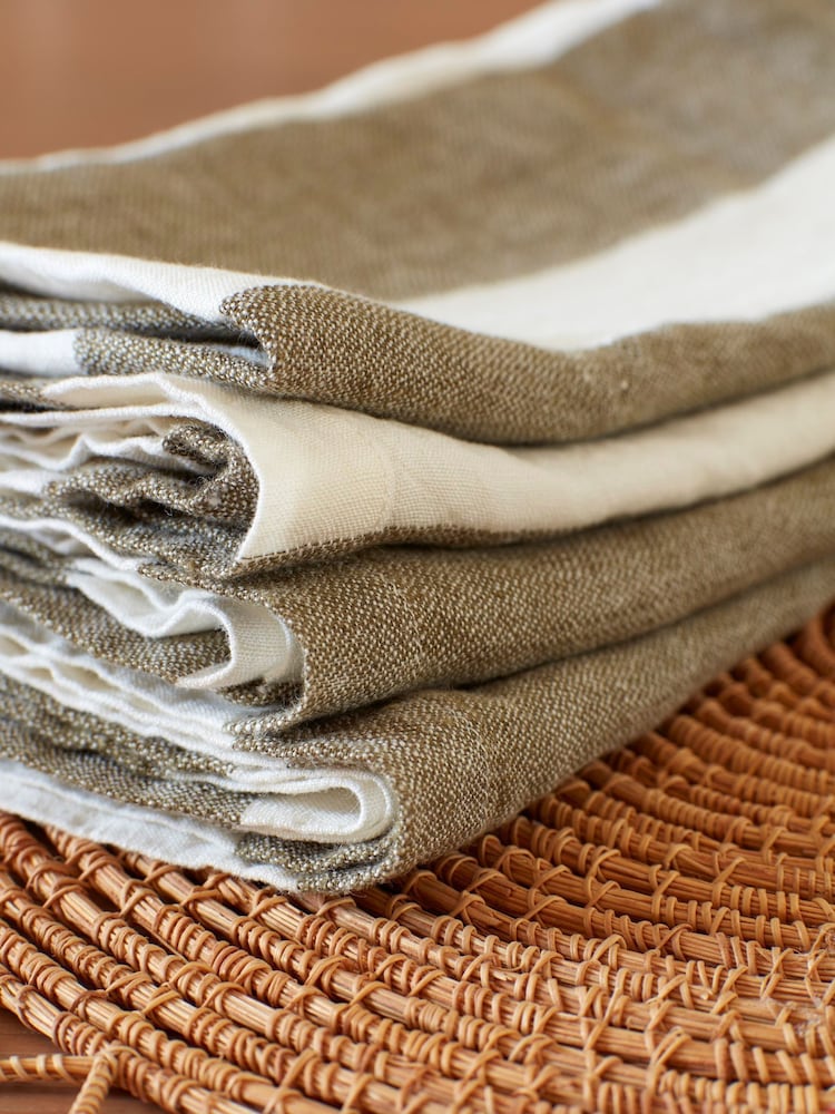 Secret Linen Store Green Cora Stripe Napkins - Image 2 of 3 Secret Linen Store Green Cora Stripe Napkins - Image 2 of 3