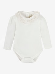 JoJo Maman Bébé Cream Broderie Frill Collar Body - Image 1 of 2