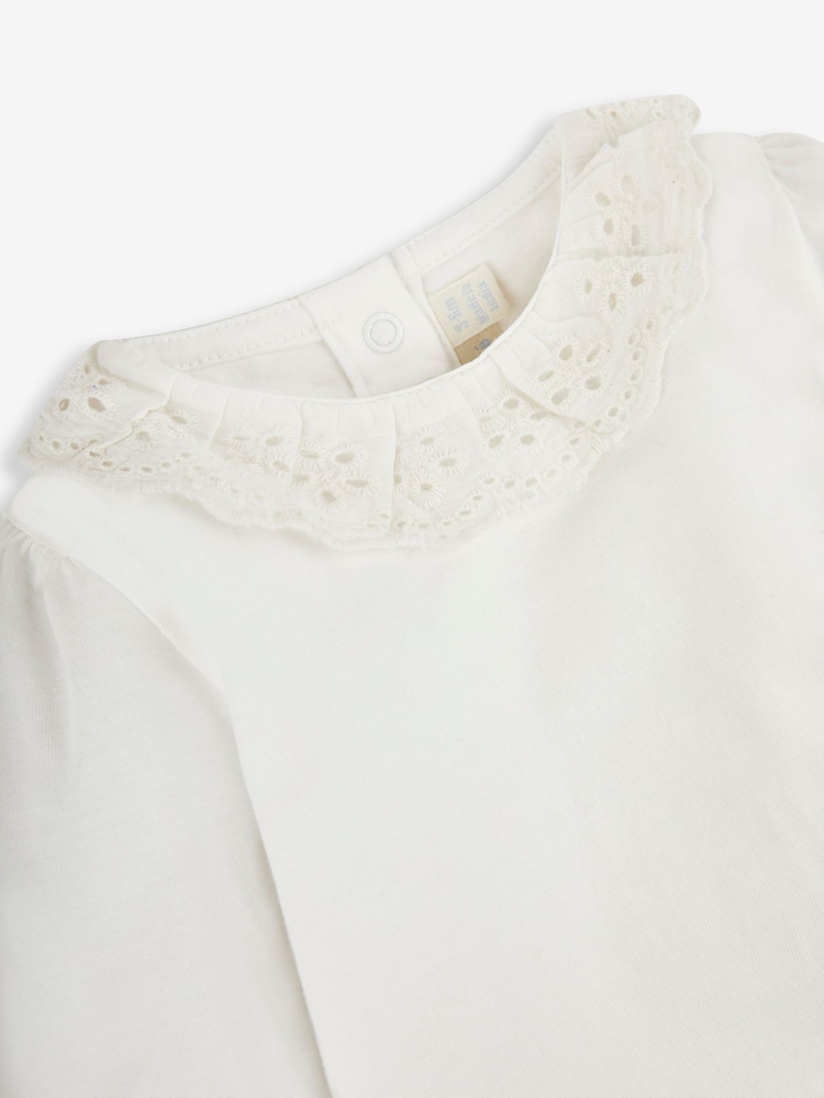 JoJo Maman Bébé Cream Broderie Frill Collar Body - Image 2 of 2