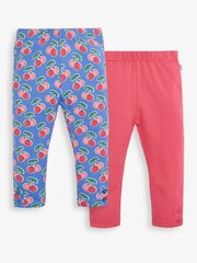 JoJo Maman Bébé Blue 2-Pack Girls' Cherry Print & Pink Leggings - Image 1 of 5