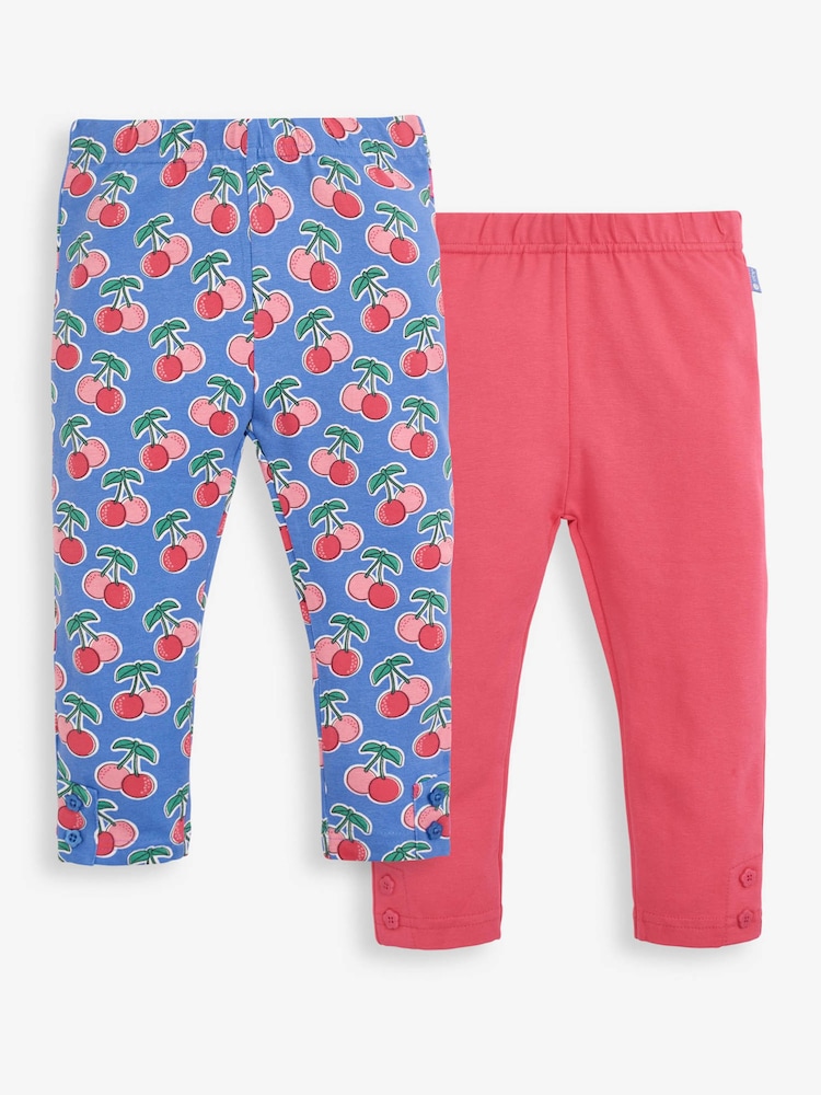JoJo Maman Bébé Blue 2-Pack Girls' Cherry Print & Pink Leggings - Image 1 of 5