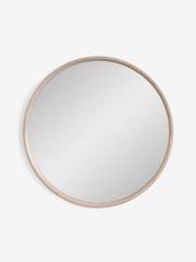 French Connection White Wash Mango Wood Round Mirror - Image 3 of 5