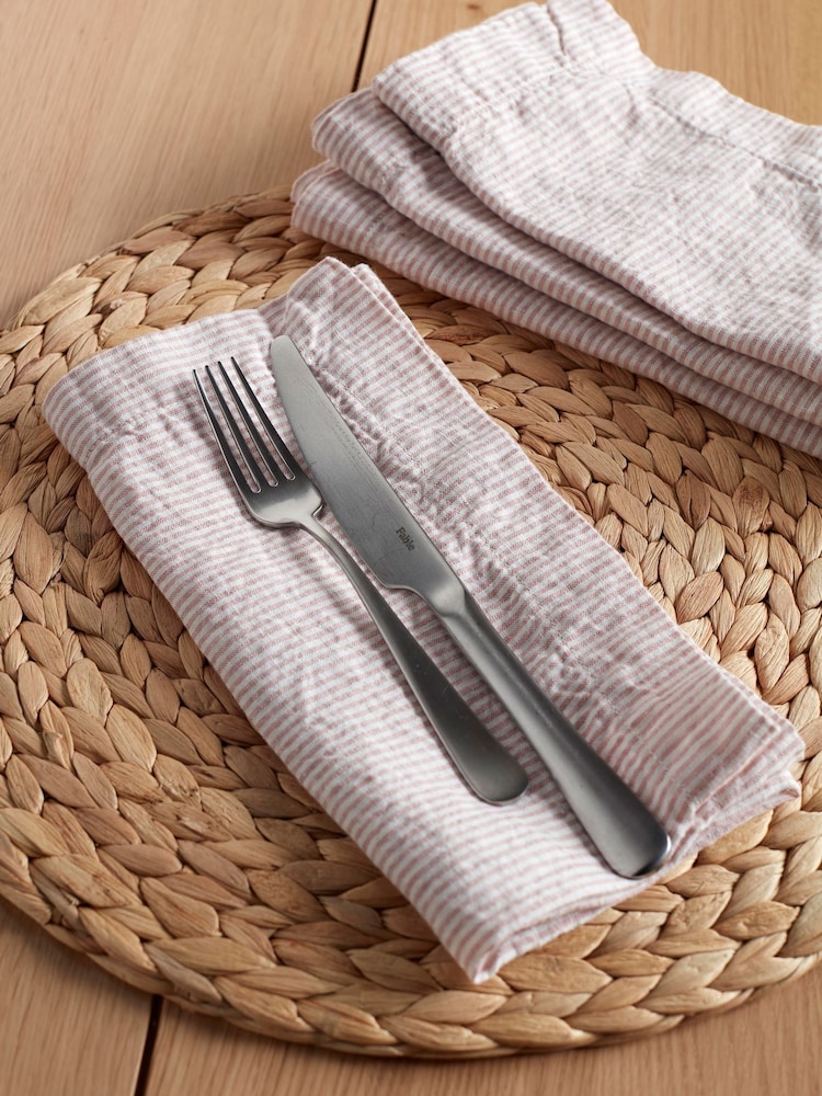 Secret Linen Store Vintage Rose Sid Stripe 100% Linen Stripe Napkin - Image 1 of 4 Secret Linen Store Vintage Rose Sid Stripe 100% Linen Stripe Napkin - Image 1 of 4