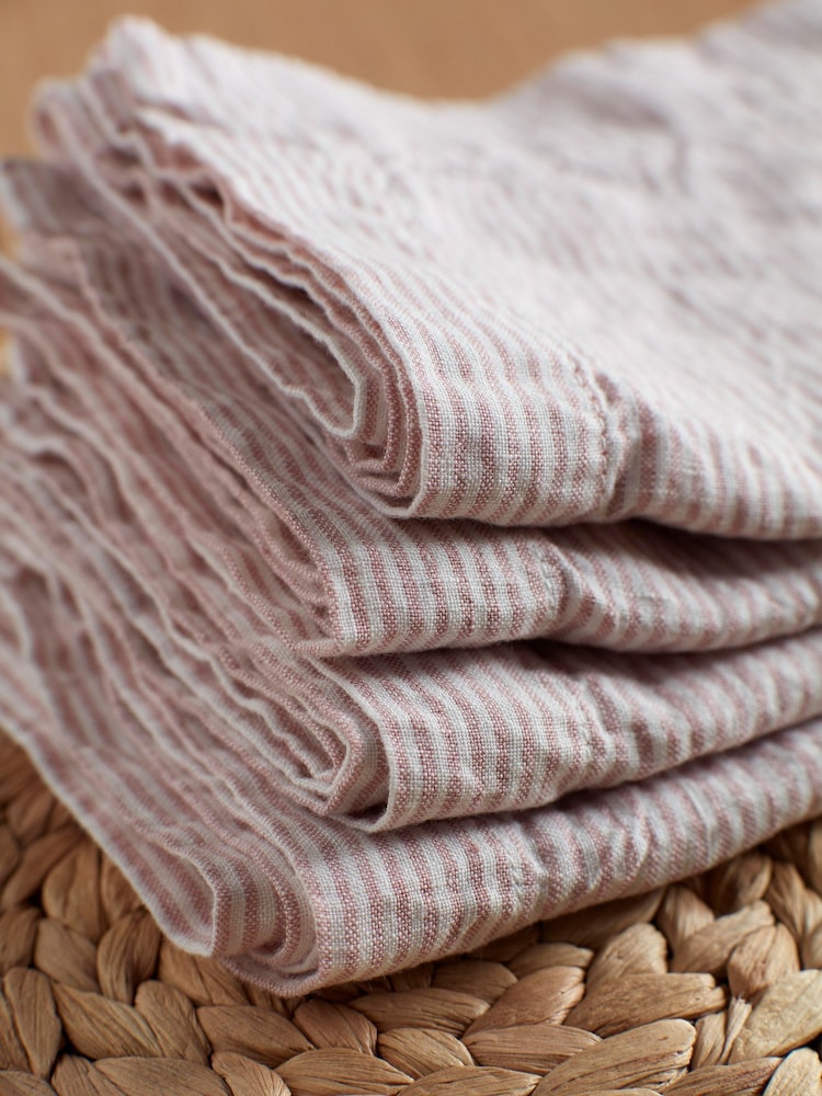 Secret Linen Store Vintage Rose Sid Stripe 100% Linen Stripe Napkin - Image 2 of 4 Secret Linen Store Vintage Rose Sid Stripe 100% Linen Stripe Napkin - Image 2 of 4