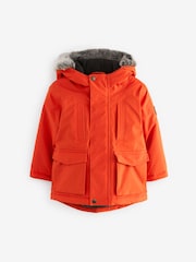 Orange Faux Fur Trim Parka Jacket - Image 1 of 1