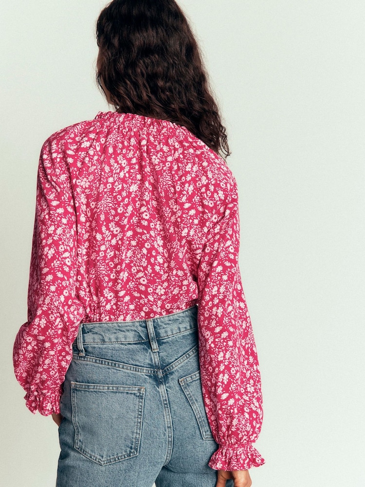 Vermelho - Boden Pia Ruffle Trim Top - Imagem 2 de 5