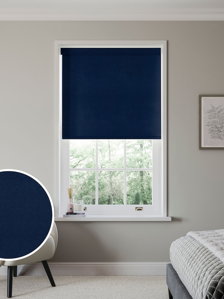 Navy Blue Hollis Made to Measure Roller Blind - Image 1 of 6