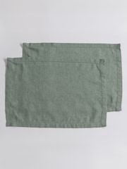 Secret Linen Store Green Twill Cotton Linen Placemats - Image 3 of 3
