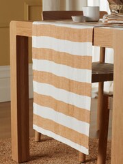 Secret Linen Store Orange Cora Stripe 100% Linen Table Runner - Image 1 of 4