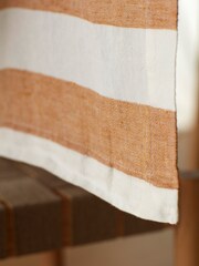 Secret Linen Store Orange Cora Stripe 100% Linen Table Runner - Image 2 of 4