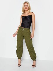 PixieGirl Petite Green Belted Cuffed Jogger Jeans - Image 2 of 3