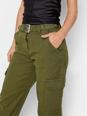 PixieGirl Petite Green Belted Cuffed Jogger Jeans - Image 3 of 3