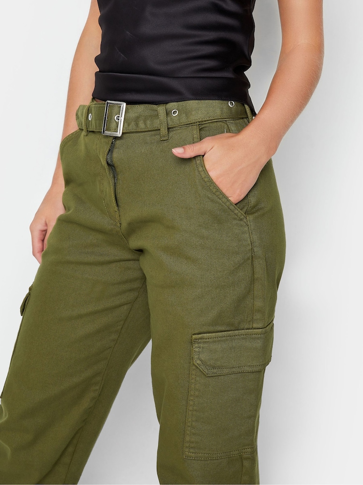 PixieGirl Petite Green Belted Cuffed Jogger Jeans - Image 3 of 3
