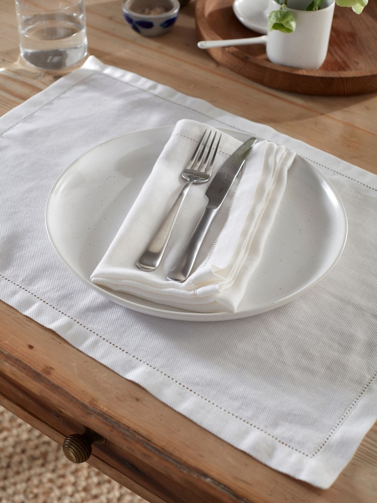Secret Linen Store White Twill Cotton Linen Placemats - Image 1 of 3 Secret Linen Store White Twill Cotton Linen Placemats - Image 1 of 3
