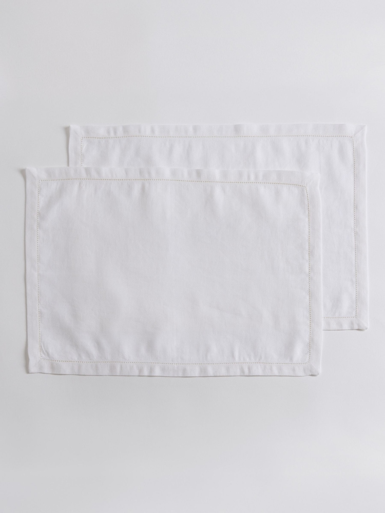 Secret Linen Store White Twill Cotton Linen Placemats - Image 3 of 3 Secret Linen Store White Twill Cotton Linen Placemats - Image 3 of 3