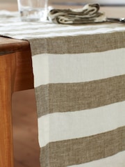 Secret Linen Store Green Cora Stripe Table Runner - Image 2 of 3