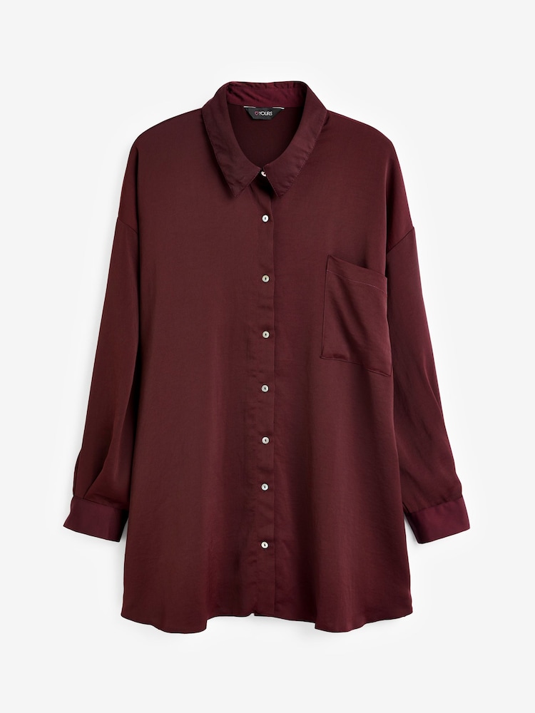 Yours Curve Red Cuffed Sleeve Shirt - Image 6 of 6 Yours Curve Red Cuffed Sleeve Shirt - Image 6 of 6