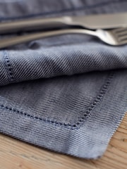 Secret Linen Store Blue Twill Cotton Linen Placemats - Image 2 of 3