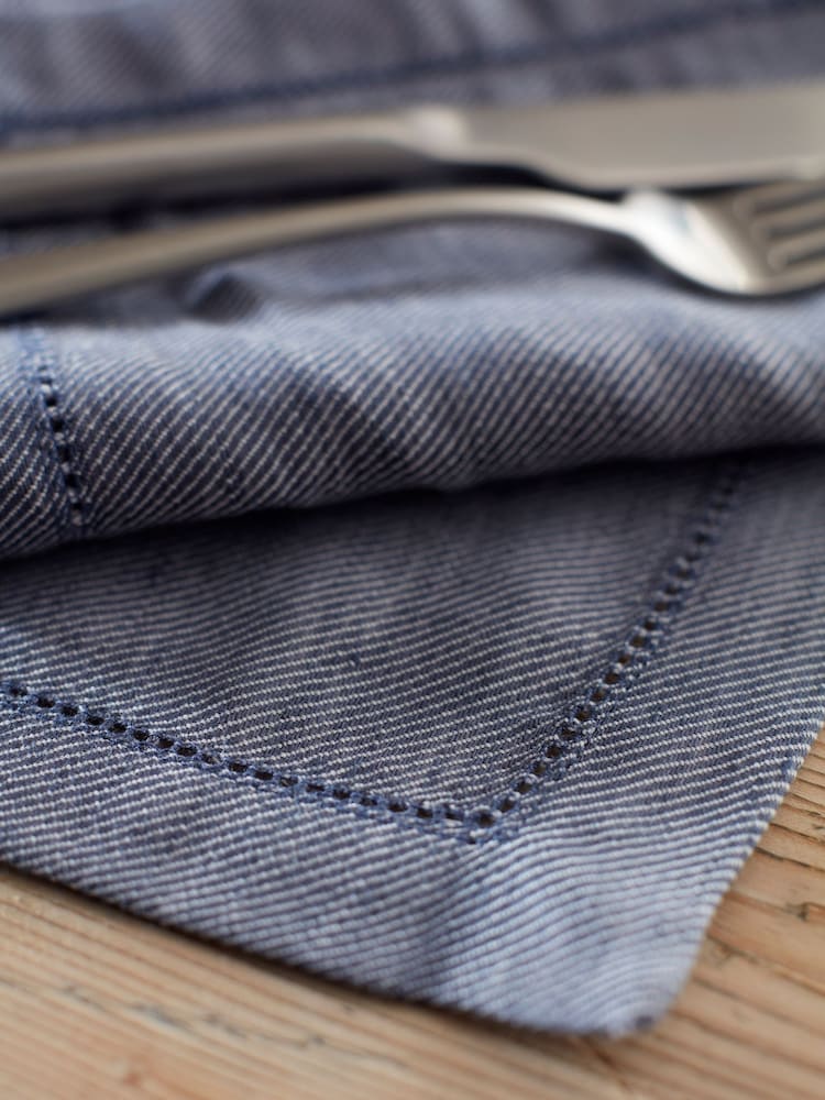 Secret Linen Store Blue Twill Cotton Linen Placemats - Image 2 of 3 Secret Linen Store Blue Twill Cotton Linen Placemats - Image 2 of 3