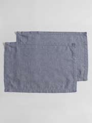 Secret Linen Store Blue Twill Cotton Linen Placemats - Image 3 of 3