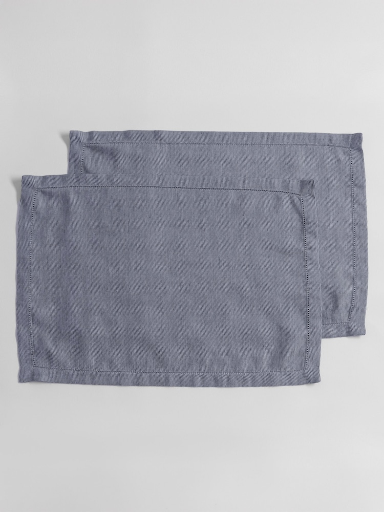 Secret Linen Store Blue Twill Cotton Linen Placemats - Image 3 of 3 Secret Linen Store Blue Twill Cotton Linen Placemats - Image 3 of 3