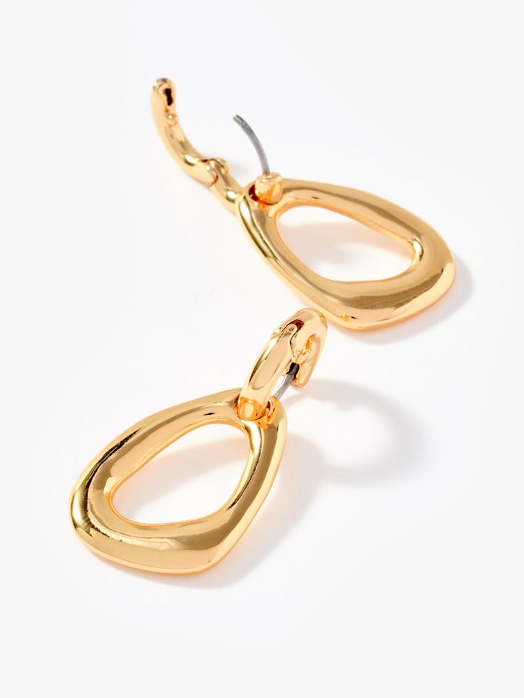 Mint Velvet Gold Tone Sculpted Drop Earrings - Image 3 of 3 Mint Velvet Gold Tone Sculpted Drop Earrings - Image 3 of 3