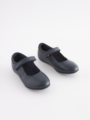Navy Standard Fit (F) School Leather Mary Jane Brogues - Image 1 of 5