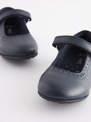 Navy Standard Fit (F) School Leather Mary Jane Brogues - Image 3 of 5