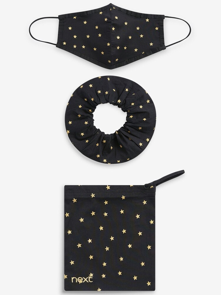 Black Star Face Covering and Scrunchie in a Bag - Image 1 of 5