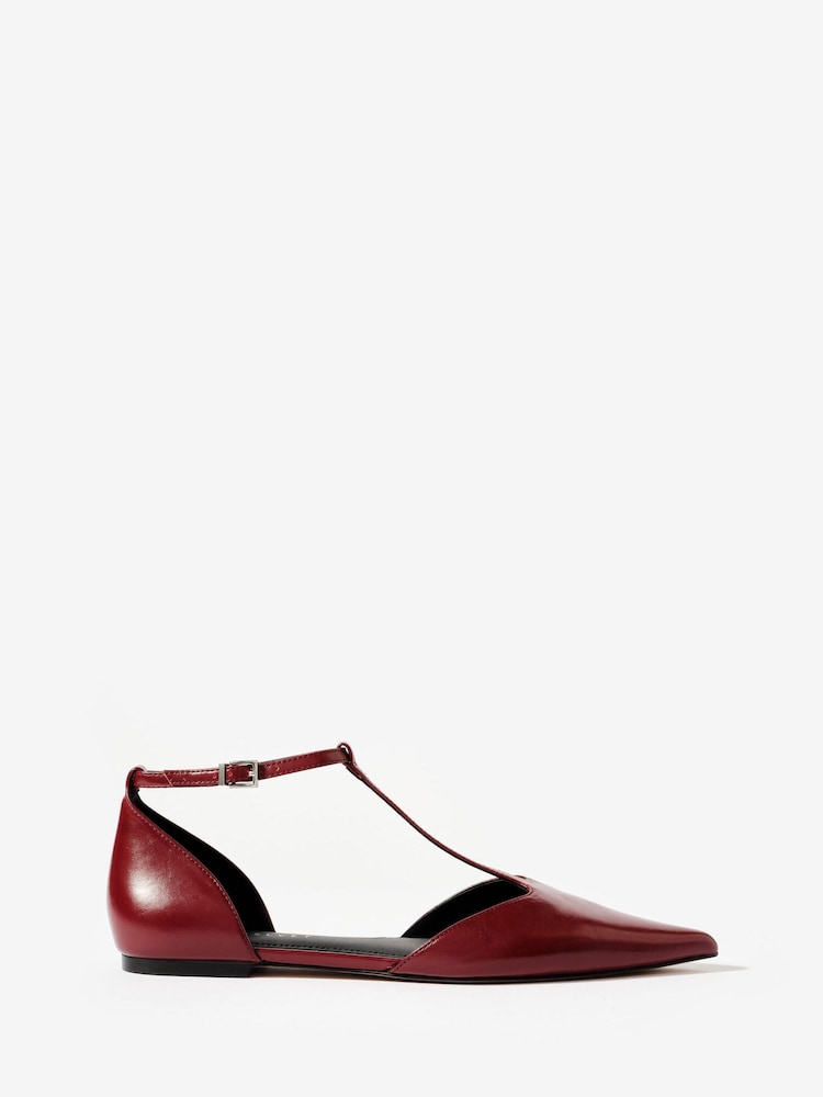 Mint Velvet Red Lila T-Bar Flats - Image 1 of 5 Mint Velvet Red Lila T-Bar Flats - Image 1 of 5