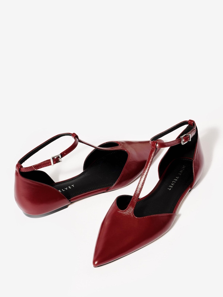 Mint Velvet Red Lila T-Bar Flats - Image 2 of 5 Mint Velvet Red Lila T-Bar Flats - Image 2 of 5